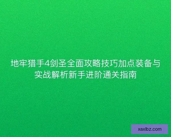 地牢猎手4剑圣全面攻略技巧加点装备与实战解析新手进阶通关指南