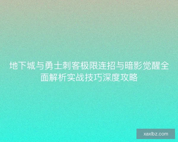 地下城与勇士刺客极限连招与暗影觉醒全面解析实战技巧深度攻略 地下城与勇士刺客极限连招与暗影觉醒全面解析实战技巧深度攻略