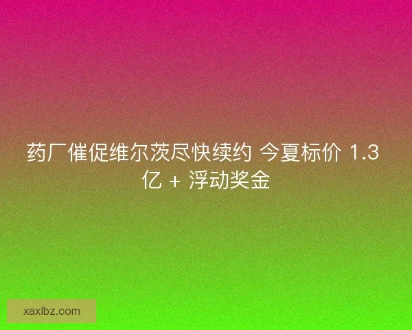药厂催促维尔茨尽快续约 今夏标价 1.3 亿 + 浮动奖金