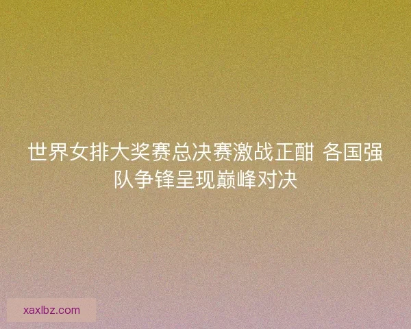 世界女排大奖赛总决赛激战正酣 各国强队争锋呈现巅峰对决 世界女排大奖赛总决赛激战正酣 各国强队争锋呈现巅峰对决