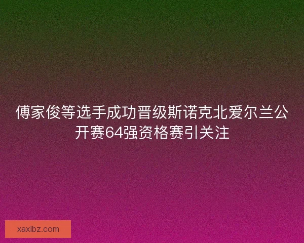 傅家俊等选手成功晋级斯诺克北爱尔兰公开赛64强资格赛引关注 傅家俊等选手成功晋级斯诺克北爱尔兰公开赛64强资格赛引关注